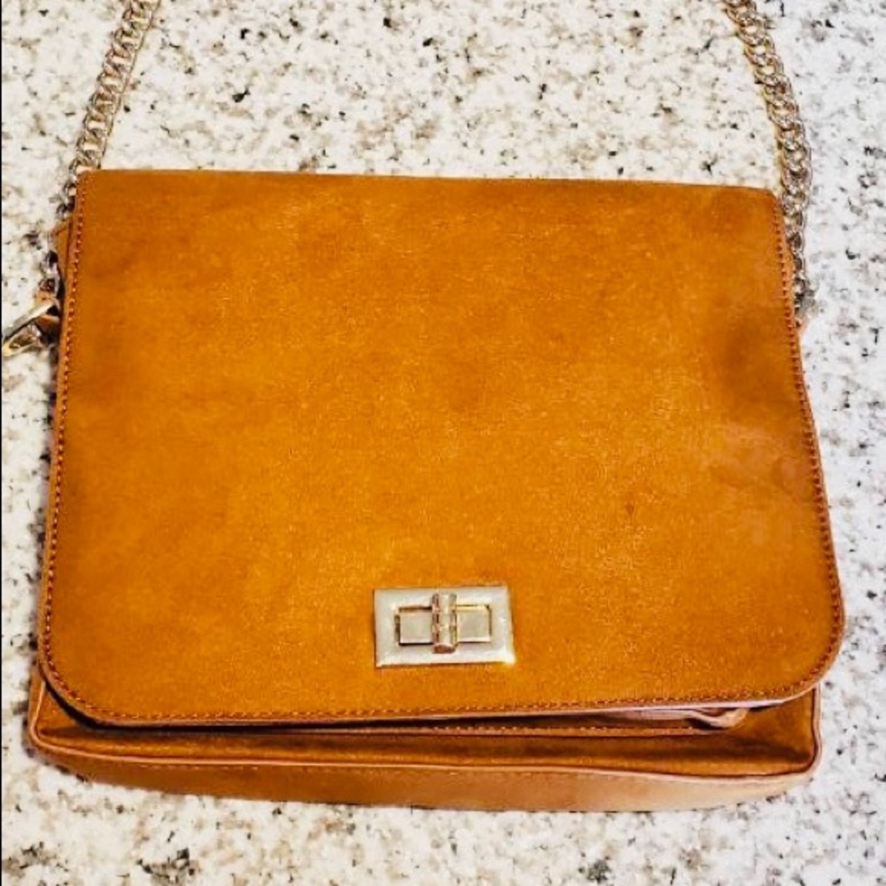 Forever 21 Brown suede-like cross-body bag